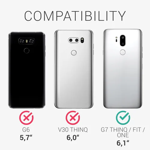 Vista 6 de kwmobile Funda compatible con LG G7 ThinQ/Fit/One - Funda protectora de silicona TPU suave y delgada - Pizarra oscura