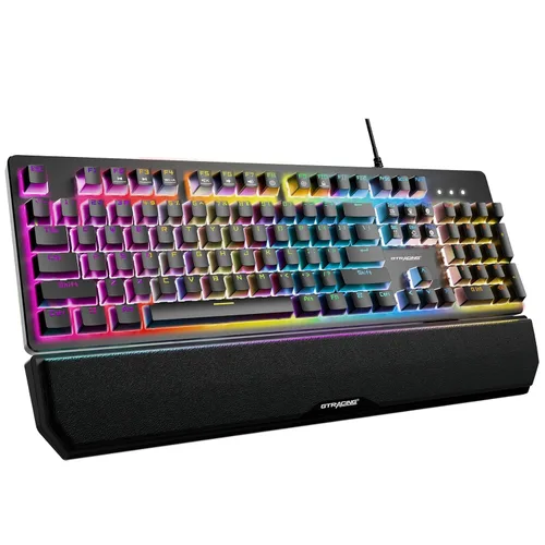 GTRACING Mechanical Gaming Keyboard Typewriter with Wrist Rest, RGB Lighting, Tactile Mechanical Switches, Programmable Macro Keys for Laptop MAC PC