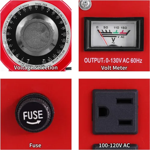 Vista 6 de Fuente de alimentación auto del regulador de voltaje de CA del transformador variable de 20 amperios, 2000VA máximo, 0 ~ 130 voltios de salida