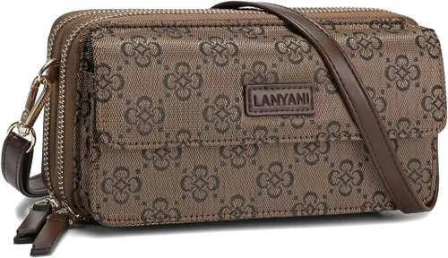 Vista 25 de Lanyani Cartera Cruzada RFID con Correa de Muñeca y Bolsillo para Teléfono para Mujeres de Cuero Vegano