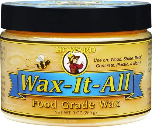 Vista 2 de Howard Products WAX009 Cera de grado alimenticio, 9 onzas (paquete de 1), crema y aceite de tabla de cortar BBB012, 12 onzas