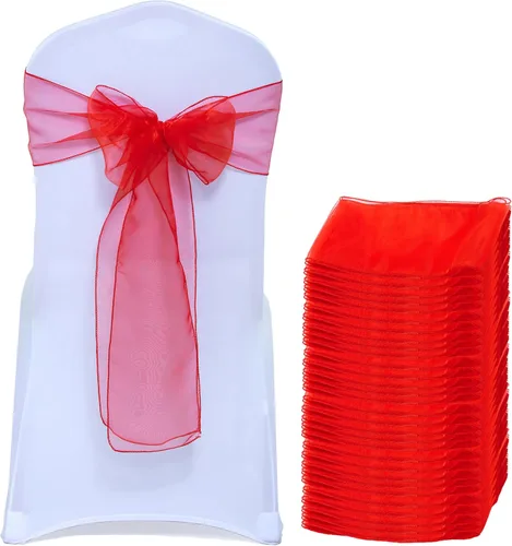 Vista 17 de Bandas de organza para decorar sillas en bodas y eventos, 100 unidades, organza, Manzana Verde (Apple Green), 10