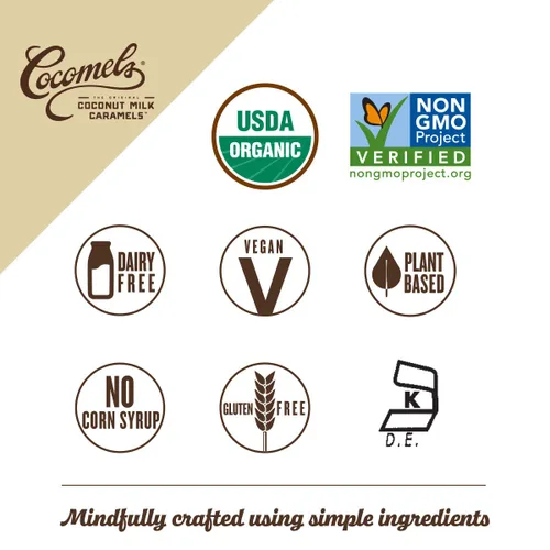 Vista 4 de Cocomels Caramelos de leche de coco con azúcar de coco, dulces orgánicos, sin lácteos, sin azúcar, veganos, sin gluten, sin OMG, sin azúcar de caña