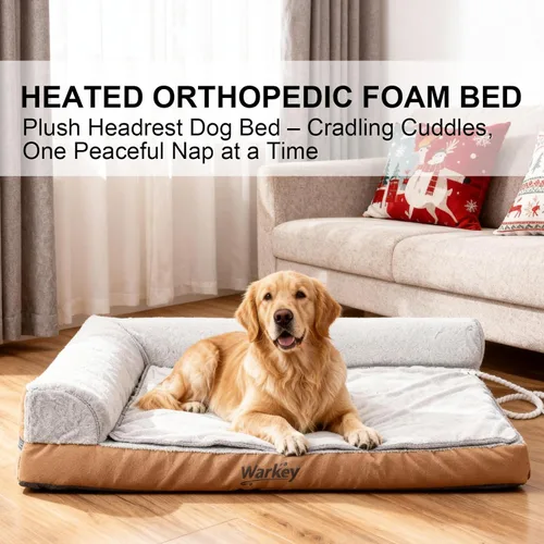 Vista 6 de Cama térmica para perros de tamaño mediano, funda impermeable para mascotas, sofá ortopédico mediano para perros, espuma viscoelástica