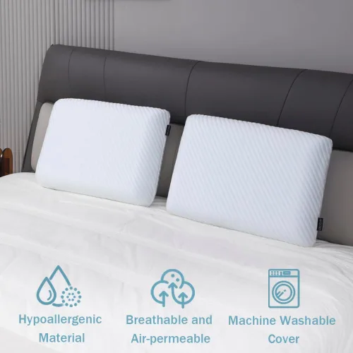 Vista 6 de Juego de 2 almohadas de espuma viscoelástica de gel refrescante, tamaño King, almohadas de espuma ventilada para dormir, almohadas firmes