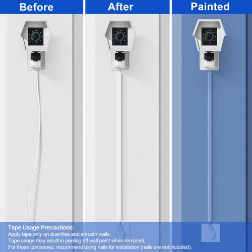 Vista 7 de Pared oculta de cable para un cable, cubiertas de cable de 136 pulgadas para cables en la pared, cubierta de cable de pared fácil de instalar, Blanco