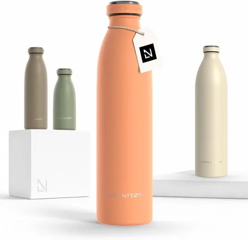 Vista 33 de LARS NYSØM Botella de agua aislada de acero inoxidable de 12 onzas, 17 onzas, 25 onzas, 34 onzas, 51 onzas, frasco térmico aislado para bebidas
