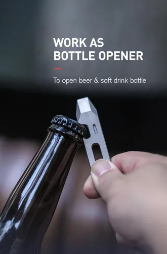 Vista 6 de KEEPO LINK Multiherramienta de palanca EDC de titanio, herramienta 4 en 1 con abridor de botellas, llave hexagonal y regla de 2.0 in, herramienta