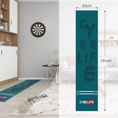 Vista 4 de CyeeLife Dart Board Mat 65 * 295cm with Carrying Bag&Throw line for Steel and Soft Tip Darts Games with Start Lines
