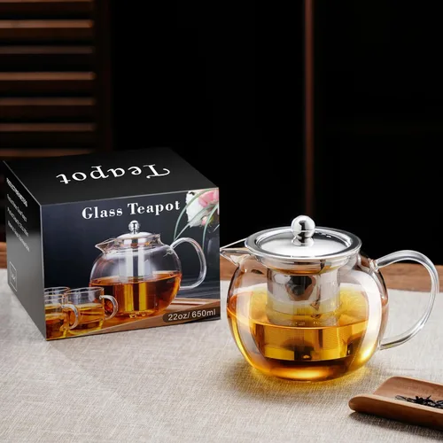 Vista 6 de PARACITY Tetera de vidrio para estufa 22 OZ/650ml, tetera con infusor extraíble de acero inoxidable 18/8, tetera de vidrio borosilicato