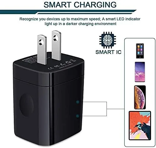 Vista 3 de AILKIN Cargador de pared USB de 3 unidades, adaptador de cargador triple, bloque de carga rápida, estación de cargador para el hogar, enchufe