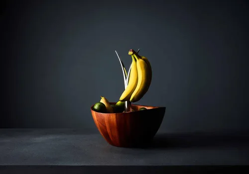 Vista 7 de nambe Frutero para árbol frutal, cesta de frutas con colgador de plátano, cuenco de fruta de madera decorativo grande para encimera de cocina