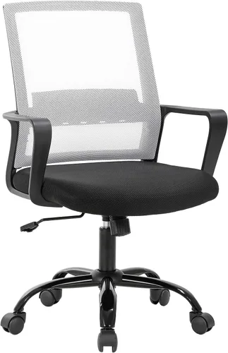 Vista 9 de BestOffice Silla ergonómica de escritorio, silla giratoria para computadora, soporte lumbar ejecutivo, silla de malla, taburete ajustable para Gris