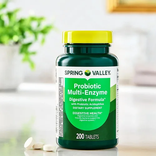 Vista 3 de Comprimidos probióticos de fórmula digestiva multienzimática – 200 unidades – Apoya la digestión, la hinchazón y la salud intestinal