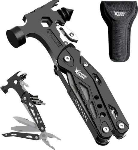 Vista 8 de RUSH DEER Multiherramienta 14 en 1, Regalos para Papá, Multiherramienta de Mini Martillo, Herramienta de Martillo Pequeño, Equipo de Supervivencia