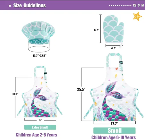 Vista 3 de Kids Apron Set with Pocket Adjustable Strap Baby Toddler Bib Apron