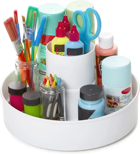 Vista 4 de Copco Tocadiscos de almacenamiento con múltiples compartimentos de 10 pulgadas con forro antideslizante y base suave, organizador Lazy Susan