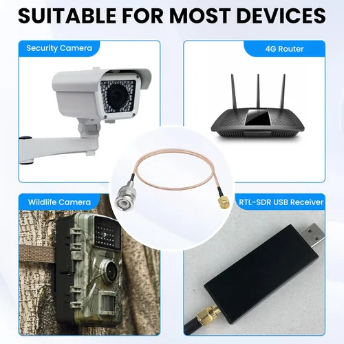 Vista 7 de SDTC Tech Cable coaxial SMA macho a BNC macho RG316 de puente de coleta extensor de antena adaptador de conector BNC (20 pulgadas)