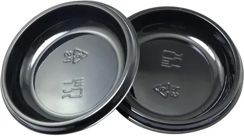 Vista 2 de Platos desechables redondos de plástico para salsa, 30 piezas, negro, platos de sopa y condimentos para el hogar y restaurante