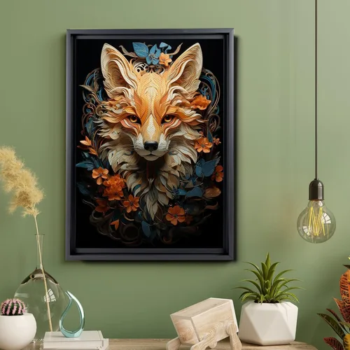 Vista 4 de Fox In The Forest Wall Art Red Fox Painting Magical Forest Canvas Nature Wall Art, Fox Art Print, Wildlife Poster
