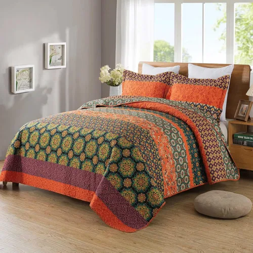 Vista 21 de Travan Juego de Edredón de 3 Piezas Colcha Acolchada Ligera Juego de Cubrecama Reversible con Estampado Floral Juego de Ropa de Cama Acolchada