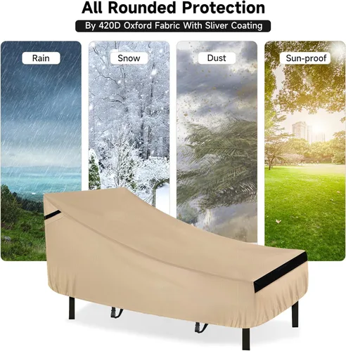 Vista 6 de NEVERLAND Funda para silla de patio – Fundas de tumbona impermeables para exteriores con material resistente, 420D impermeable para sillas