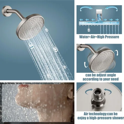 Vista 5 de Aolemi Juego de grifo de ducha para bañera con válvula de montaje en pared, kit de molduras de ducha de 6 pulgadas, accesorios de bañera de 6