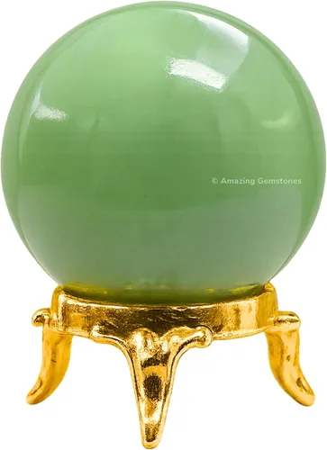 Vista 59 de Amazing Gemstone Bola de cristal de Yaxaita con soporte, bolas de meditación de esfera de cristal de 2 pulgadas para brujería y bolas decorativas
