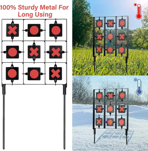 Vista 4 de GearOZ Objetivo giratorio de Airsoft, 18 x 9 pulgadas, objetivos de pistola de pellets, objetivos de rifle de aire, soporte de objetivo de tiro