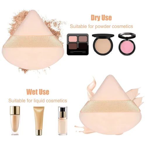 Vista 10 de Pimoys 6 esponjas de maquillaje de terciopelo para polvo suelto y triángulo suave para rostro, color negro
