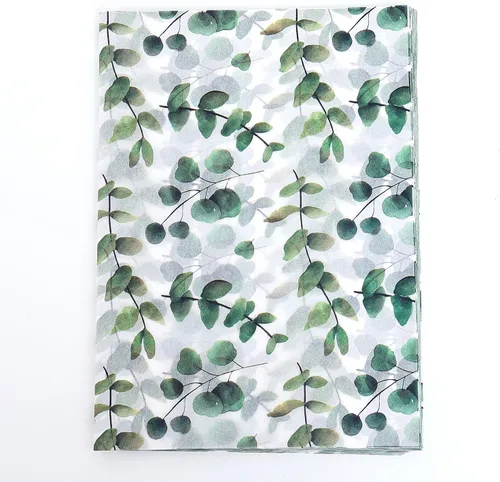 100 hojas de papel de seda de eucalipto reciclable vegetación botánica bolsa de embalaje para bodas, cumpleaños, duchas, manualidades, decoración de