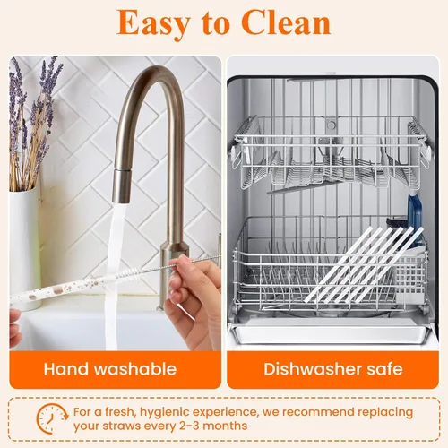 Vista 4 de Paquete de 10 popotes de repuesto para Stanley Quencher de 14/20 onzas, paquete de 6 popotes reutilizables de plástico transparente con 4 cepillos