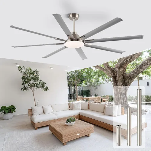 Vista 12 de Conciseer Ventiladores de techo modernos con luces, ventilador de techo de 84 pulgadas con luz y control remoto, sala de estar, biblioteca