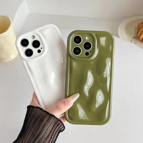 Vista 3 de Caseative para iPhone 14 Pro Max, Funda de Plástico Blando con Cubierta de Cromo Ondulado de Burbuja de Meteorito (Negro)