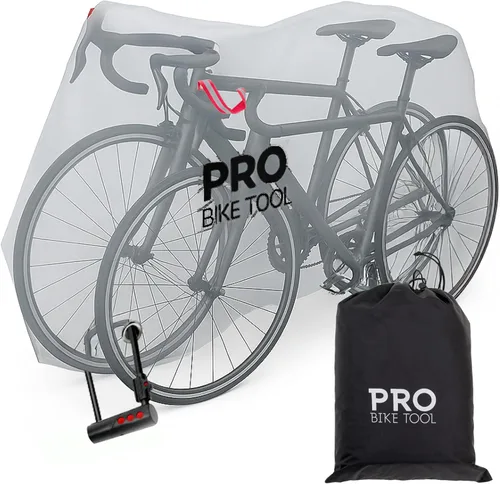 Vista 9 de PRO BIKE TOOL Cubierta para Bicicleta Transparente de PVC de 0.15mm de Grosor, Bucles de Seguridad Reflectantes, Anillos para la Cadena, Cuerda