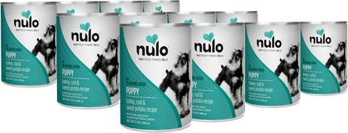 Vista 12 de Nulo Receta de Pollo, Salmón y Lentejas Sin Cereales Comida Húmeda Enlatada para Cachorros, 13 Onzas, 12 Latas