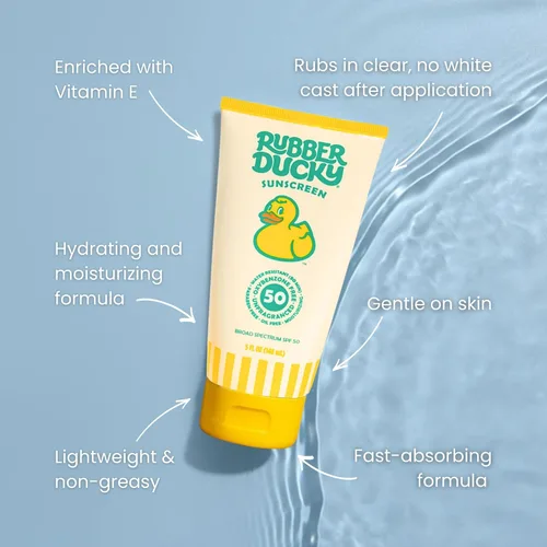 Vista 5 de Rubber Ducky Protector solar de vitamina E con SPF 50, protector solar resistente al agua para rostro y cuerpo Loción de amplio espectro