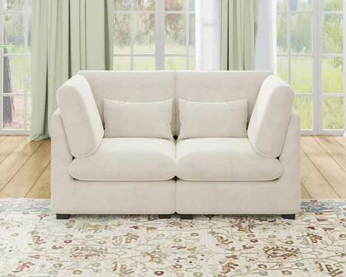 Vista 44 de Sofá Modular de Tamaño Grande, Sofá Seccional de Chenilla Cloud Extra Profundo con Chaise Otomana, Sofá Cama de Chenilla Esponjosa de 5 Asientos