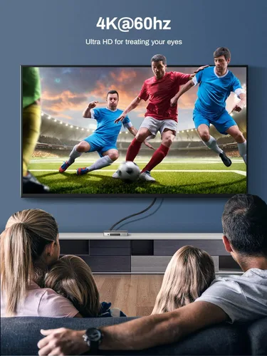 Vista 3 de Interruptor HDMI 4K @60Hz, divisor HDMI 3 en 1 salida, conmutador HDMI con control remoto, concentrador de caja de interruptor HDMI 2.0 de aluminio