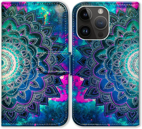 Vista 10 de Bcov Funda para iPhone 15 Pro, de piel con tapa y soporte para tarjeta y soporte para iPhone 15 Pro