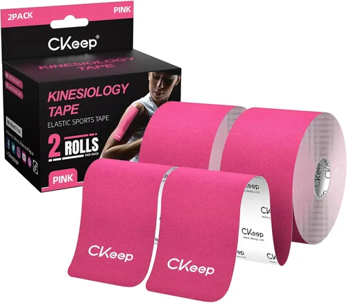 Vista 12 de CKeep Cinta de kinesiología, sin cortar, 2 rollos, cinta elástica de algodón original de alta calidad, sin látex, hipoalergénica, 2 pulgadas x 16