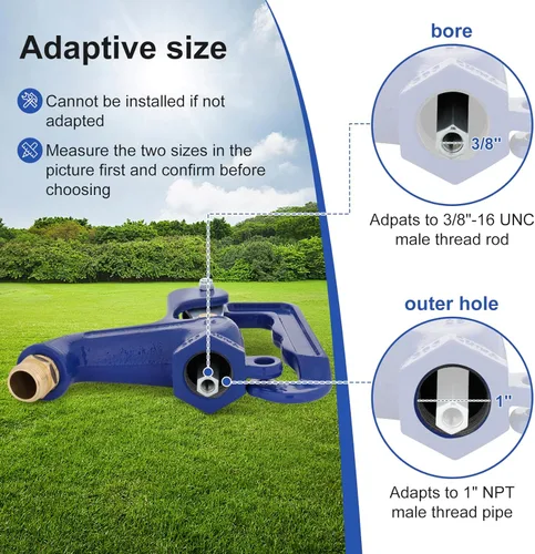 Vista 3 de Cabezal de hidrante de incendios para patio, se adapta a varilla de rosca macho de 3/8 "-16UNC, tubo de rosca macho NPT de 1 pulgada, para patio