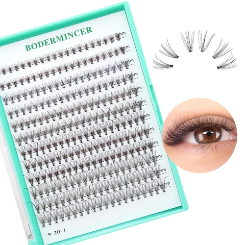 Vista 10 de BODERMINCER 60 pestañas postizas negras hechas a mano, 10D, largas, naturales, pestañas individuales, extensión de pestañas postizas, maquillaje