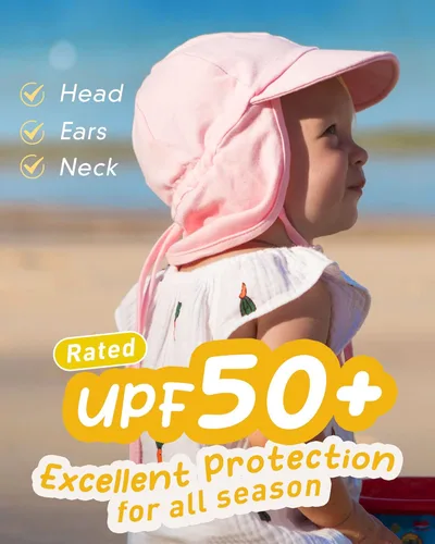 Vista 2 de FURTALK Sombrero de sol para bebé, protección solar UPF 50+, protección solar contra rayos UV, sombreros de algodón para niños y niñas