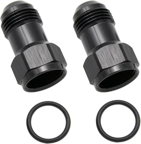 Vista 10 de 2 piezas de aluminio 6AN hembra a 6AN macho, conector adaptador de extensiones AN6 con anillo tórico, negro, longitud total: 1.476 in