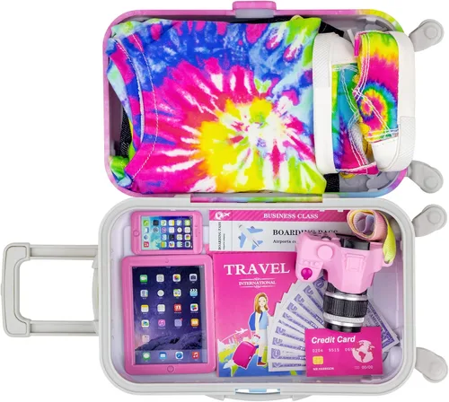 Vista 7 de Ecore Fun Maleta de muñeca de 18 pulgadas, accesorios de equipaje de viaje, juego de almacenamiento de muñecas de 18 pulgadas, incluye maleta