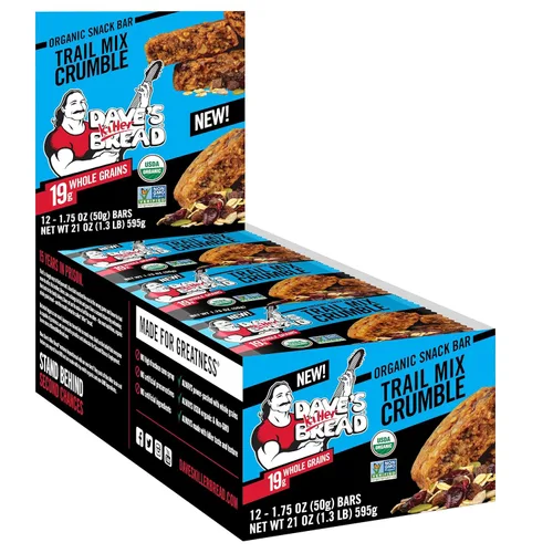 Vista 5 de Dave's Killer Bread Trail Mix Crumble - Barras orgánicas para aperitivos, 12 barras de aperitivos envueltas individualmente (paquete de 1)