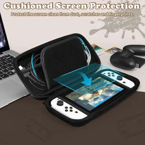Vista 7 de TiMOVO Carrying Case Compatible with Nintendo Switch OLED Model 2021 & Switch, Zelda Tears of the Kingdom Game Storage Portable Handbag with Pocket