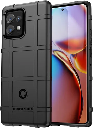 Vista 3 de Combo de funda y funda para teléfono Motorola Edge Plus 2023 - Negro Cubierta resistente, agarre mejorado, con soporte de clip para cinturón