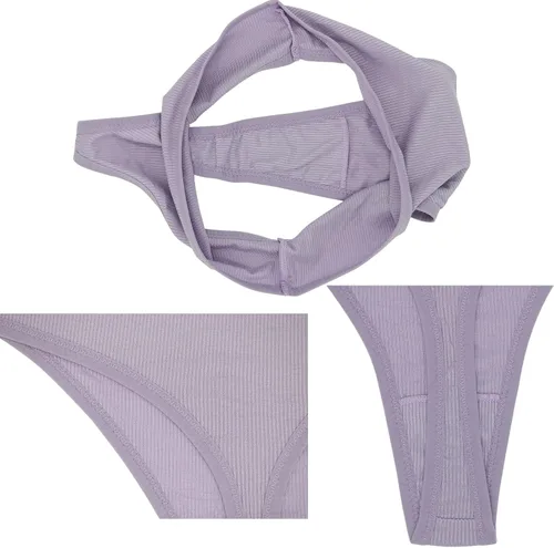 Vista 6 de Tangas de algodón de cintura alta para mujer, transpirables, deportivas, atléticas, calzones de tiro alto, paquete múltiple